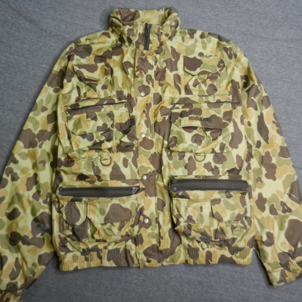 VINTAGE Hodgman Wading Jacket Size XL‎ Duck Frog Camo Nylon Fishing Lakestream